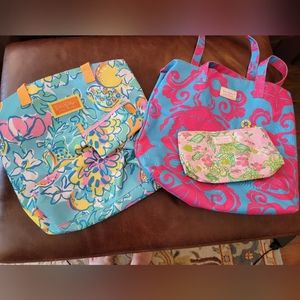 Estee Lauder Lily Pultzier tote bags, cosmetic bag, mirror - never used